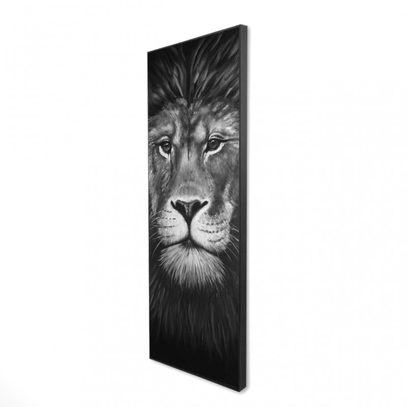 Portrait de lion - Toile avec cadre africain blanc | Décoration intérieure