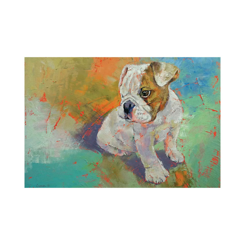Bulldog Puppy 1 Piece Wrapped Canvas Wall Art, 66.04 cm H x 45.72 cm W x 1.91 cm D
