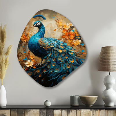 Westbury - Irregular Shape Peacock Metal Wall Decor, Asymmetrical Metal Wall Sculpture Print