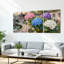 Ensemble de 3 tableaux sur toile représentant un jardin d'hortensias-1999037389
