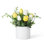 10 pièces de tulipes artificielles avec vase en céramique, tiges de tulipes en polyuréthane véritable pour Pâques, printemps, bouquet de mariage, arrangement floral de centre de table et décor de table (blanc et jaune)