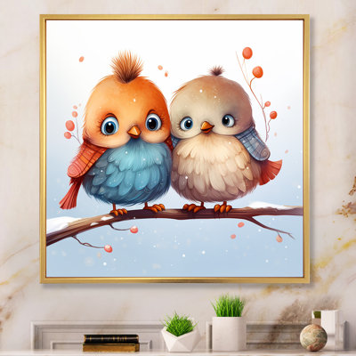 Winter Cute Bird Lovers For Nursery I - Bird Wall Art