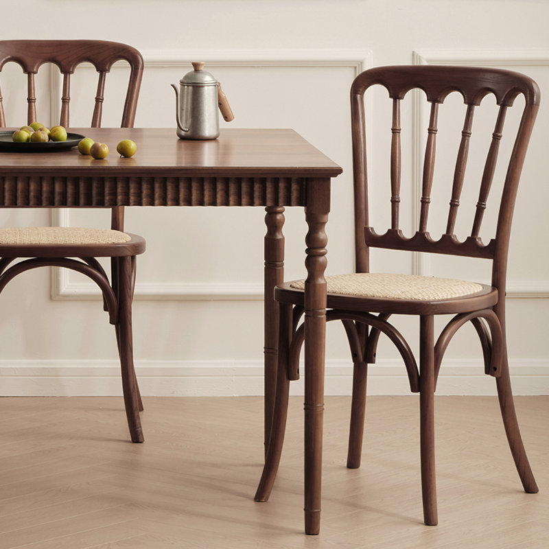 Vintage Brown Teak Rectangular Dining Table Set, 29.52"H x 78.74"L x 31.49"W