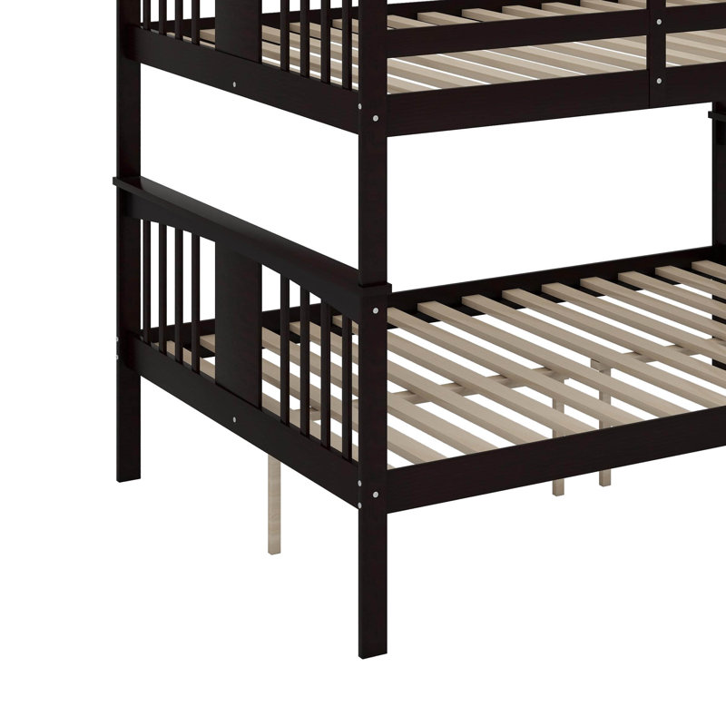 Full Over Full Bunk Bed With Ladder, Espresso
