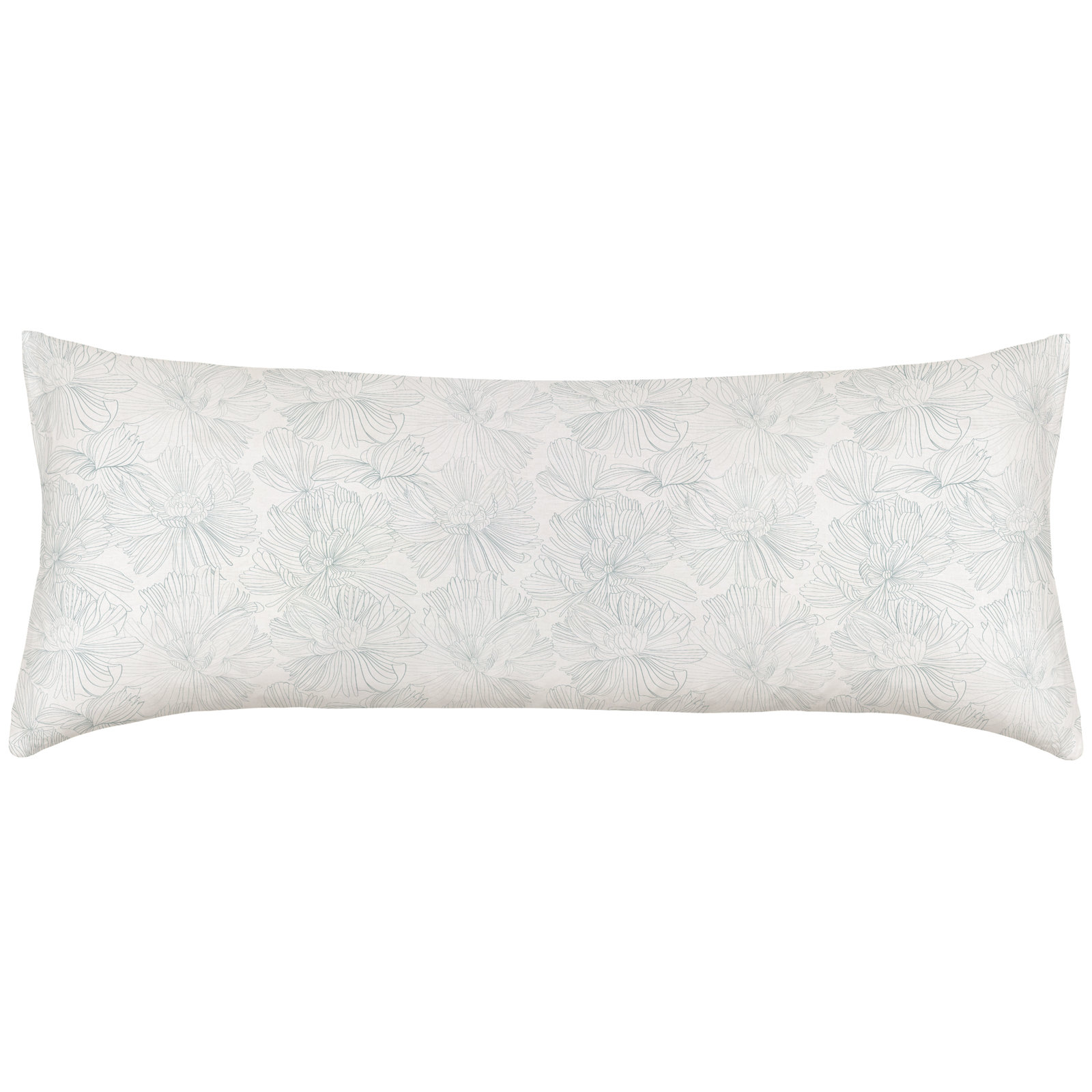 100% French Linen Pillow Sham, Cream & Wave Floral, Rectangle 16"H x 44"W, Pillow Cover Only - No Insert