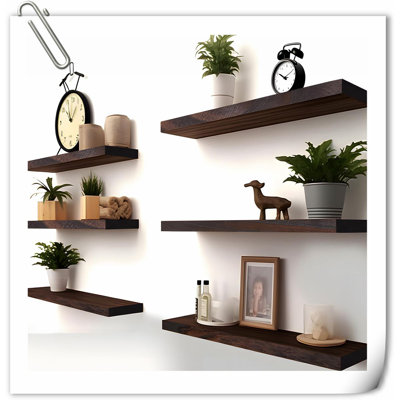 Tablette flottante en bois massif 4 pièces Marquies