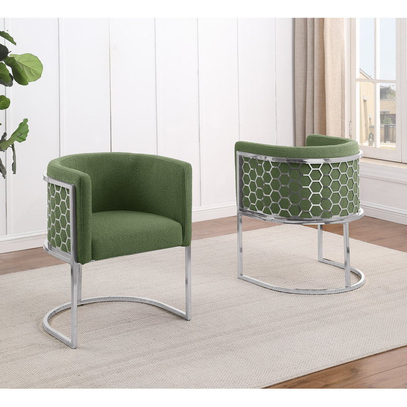 Chaises d'appoint Teddy Boucle, Vert, Chrome