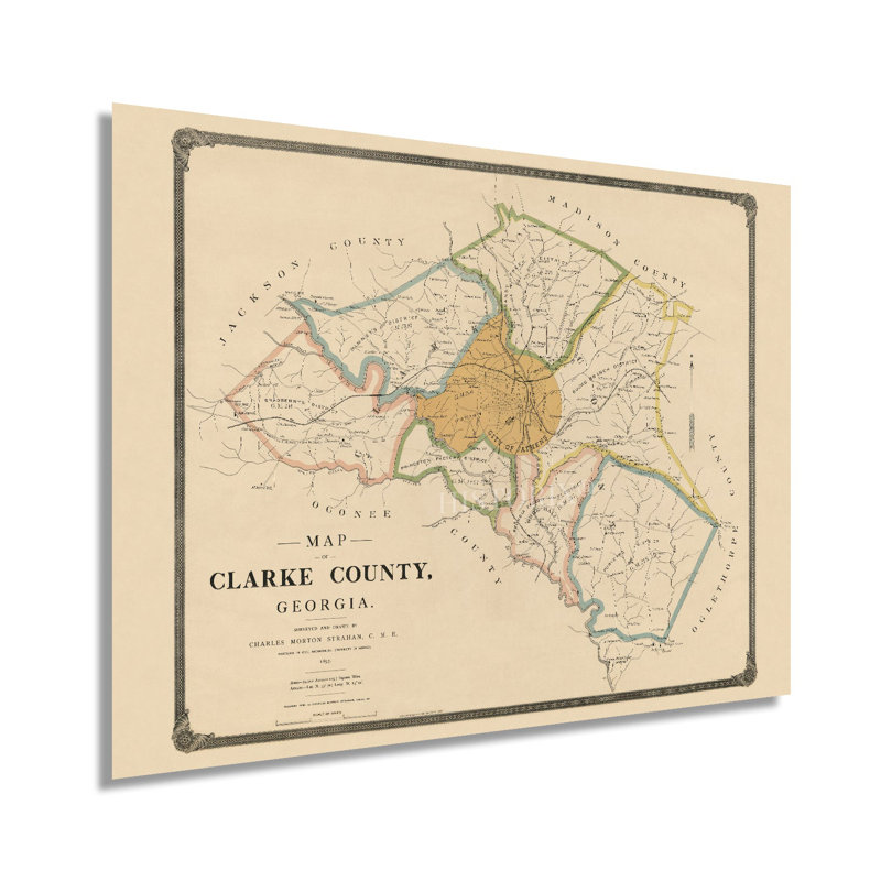 " 1893 Clarke County Georgia Map ", 18" H x 24" W x 0.01" D