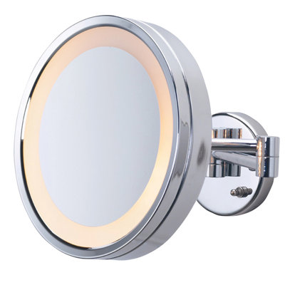 Jerdon 9.75" Lighted Wall Mount Magnified Makeup Mirror, Plug In
