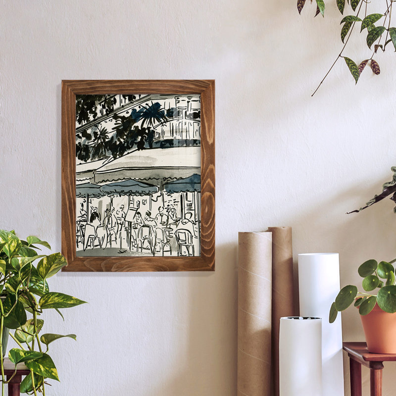 " Aucoin De Larue II ", 9" W x 11" H x 1'' D, Walnut Framed Paper