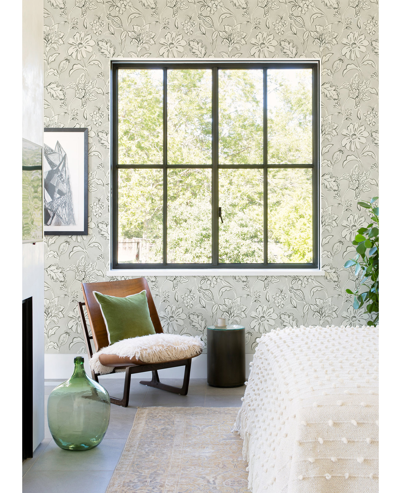 Chelsea Floral Wallpaper, Gray