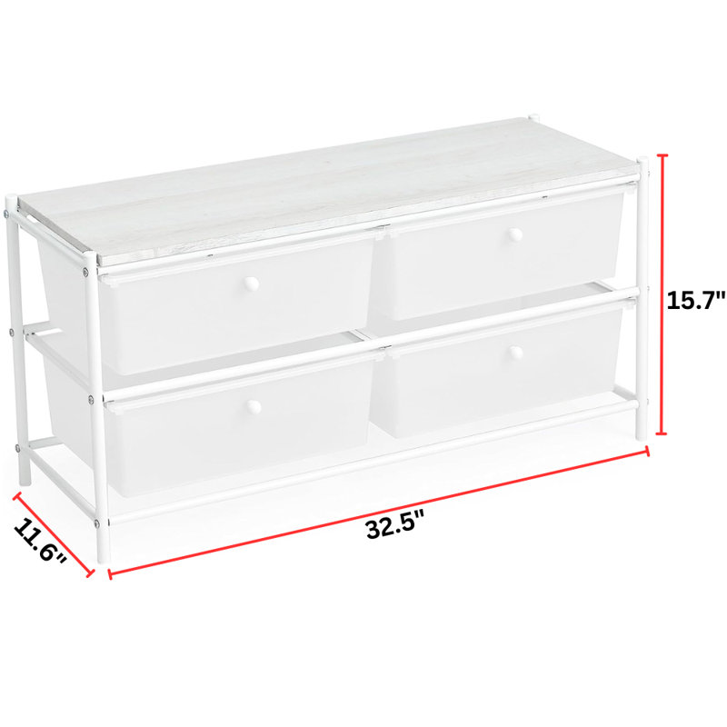 Commode de rangement 4 tiroirs Suprima, Blanc