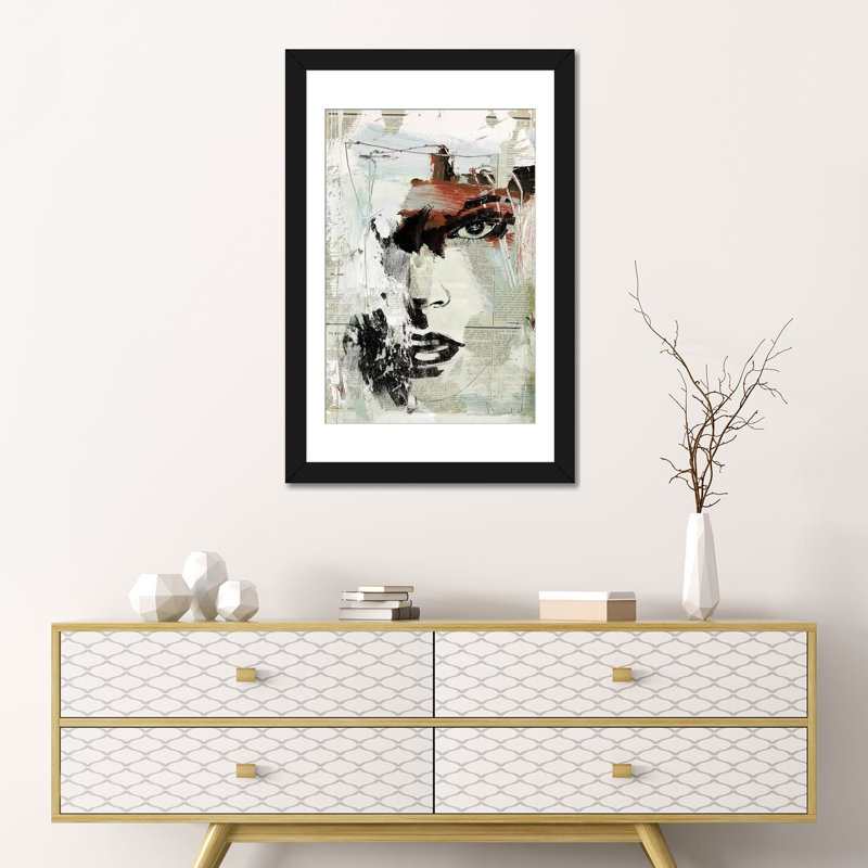 « moment », impression sur toile, Papier d'art encadré noir, H 32 po x l 24 po x P 1 po, Blanc