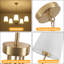 Lustre classique / traditionnel à 5 lumières avec abat-jour en tissu-883153393
