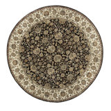 Hand-Knotted High-Quality Black and Beige Round Area Rug