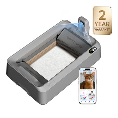 Purobot Crystal Duo Automatic Cat Litter Box with Camera (Gray)