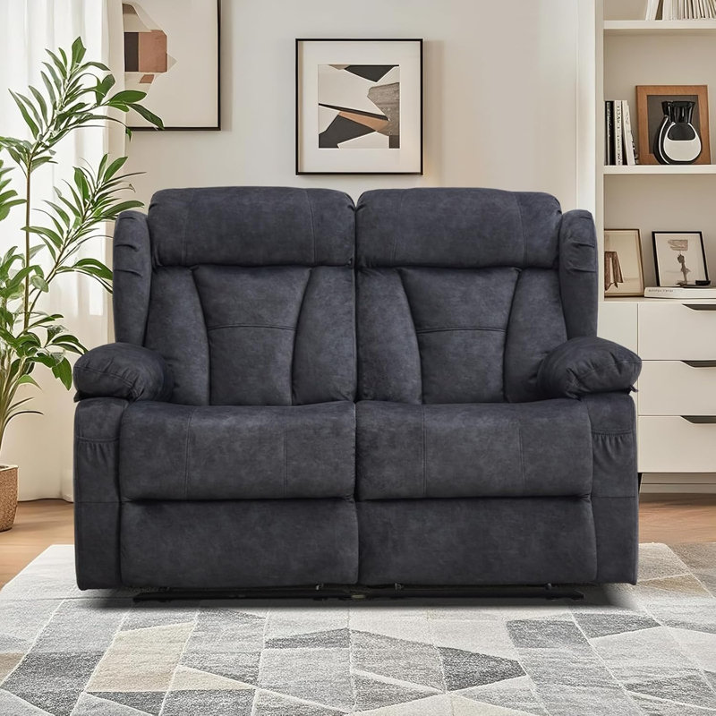 Causeuse manuelle inclinable - Fauteuil inclinable double avec poches latérales pour canapé / camping-car / salon