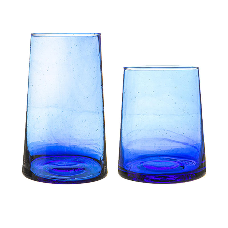 12pc Merzouga Recycled Drinking Glassware Set - By Nicola Spring, Light Blue