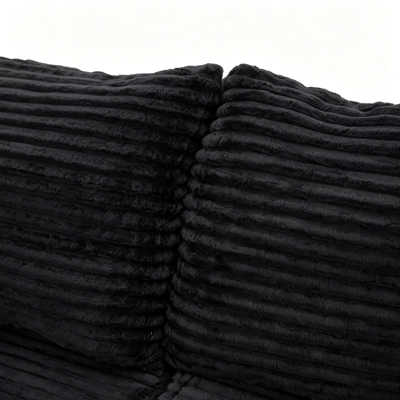 Canapés modulaires en forme de U de 118 po Boneless, Face à la droite, Velours côtelé noir