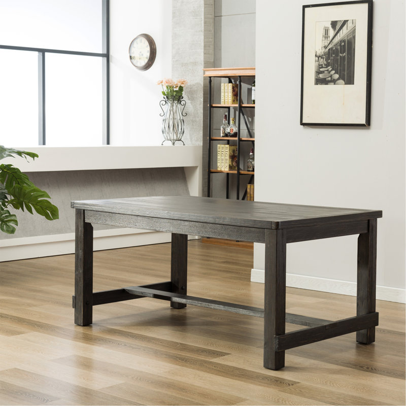 Antique Black Finish Rectangular Wood Dining Table