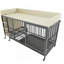 Grande cage pour animaux de compagnie avec support de rangement, tiroirs avec bac à nourriture et à eau en acier inoxydable, structure en fer et matériau en bois aggloméré, robuste, exquis et pratique (noir + beige)-116225498
