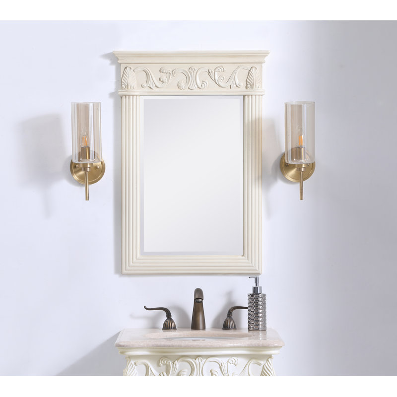 Miroir de salle de bain Aurillon, H 36 po x l 25 po, Blanc antique