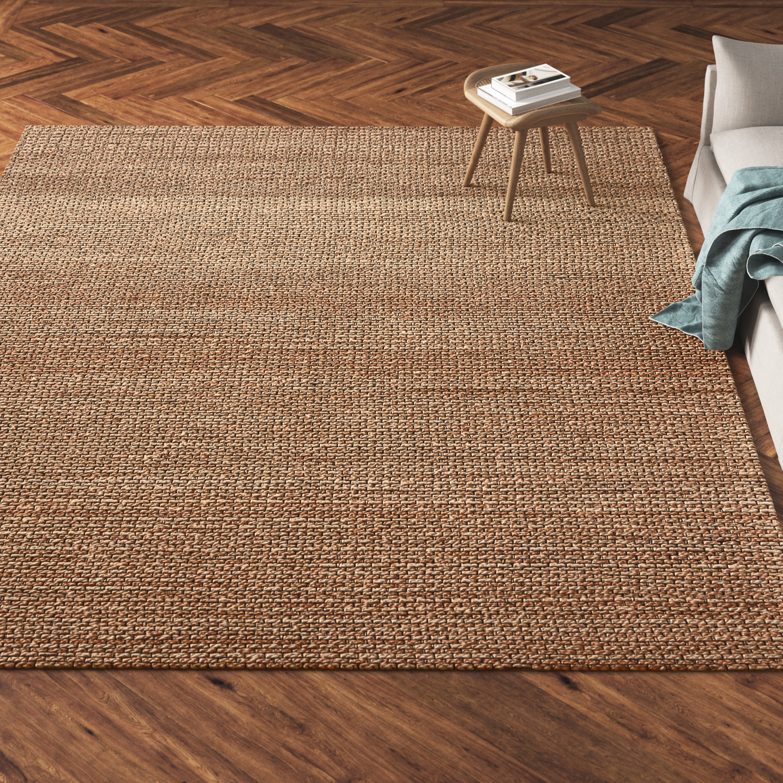 Abisai Brown Hand-Woven Jute Rug, Rectangle 2'3" x 3'9"
