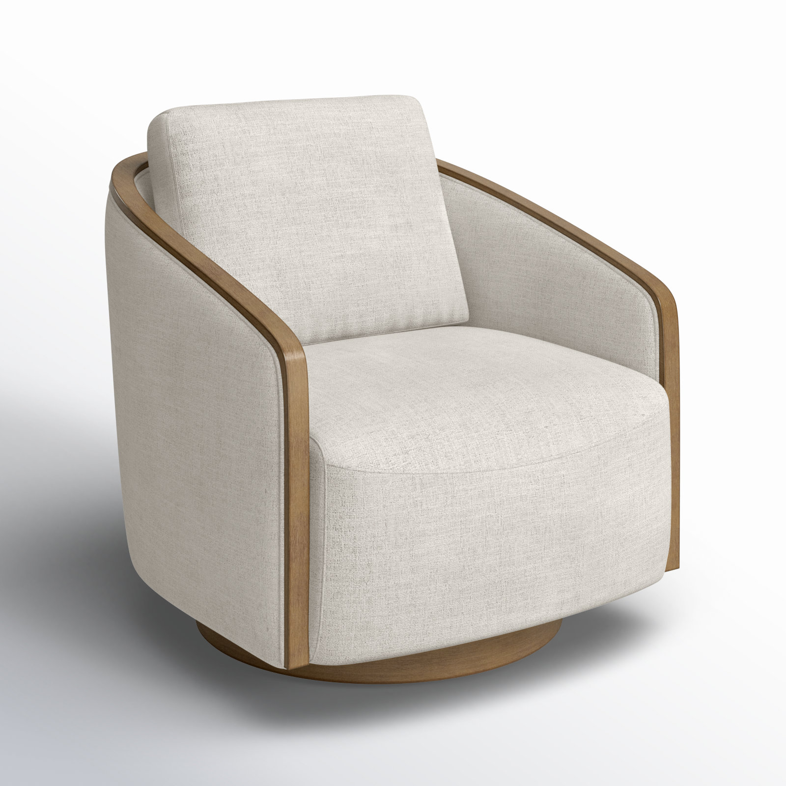 Nieve Swivel Barrel Chair, Nathan Wheat Tweed