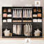 Ensemble de 4 pièces: système de rangement pour garde-robe de 99,2 po avec 4 tiroirs en bois, tablettes réglables et tringle à vêtements-342693872