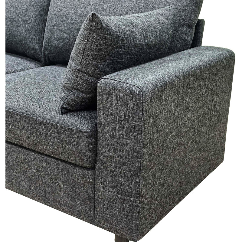 Upholstered Sofa With Removable Pillows, Dark Gray