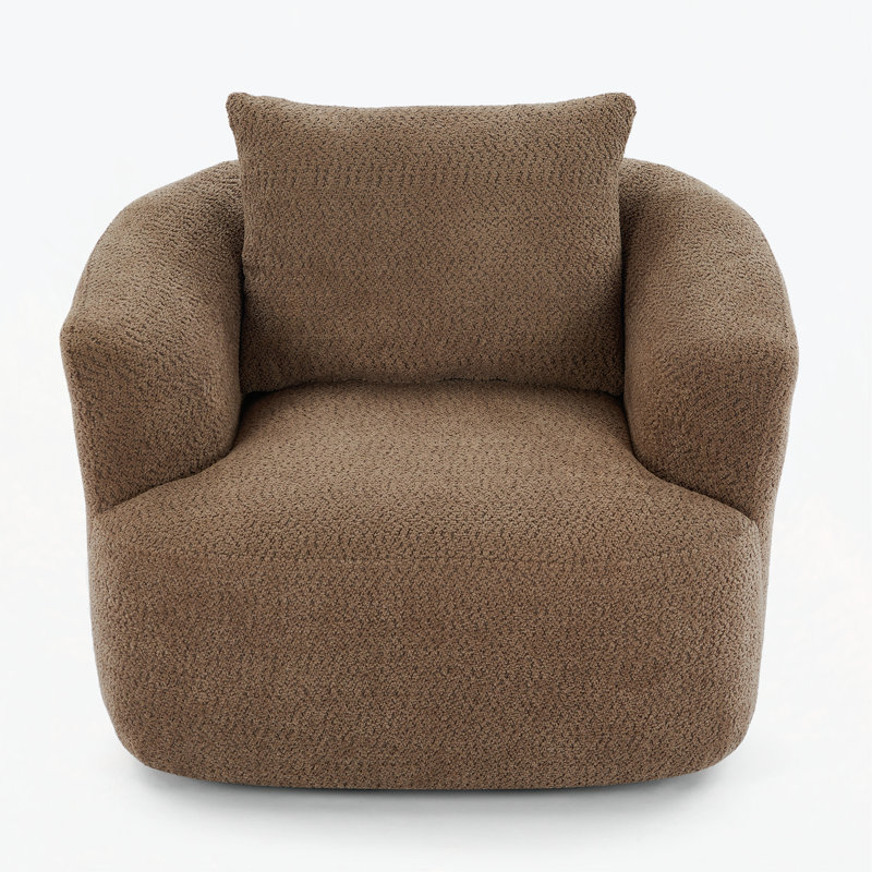 360° Compression Swivel  Accent Chair Sofa, Upholstered Swivel Barrel Sofa Chair With A Throw Pillow For Living Room, Bedroom, Office And Hotel