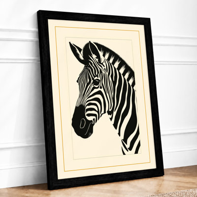 Zebra in Profile Minimalist - Framed Print
