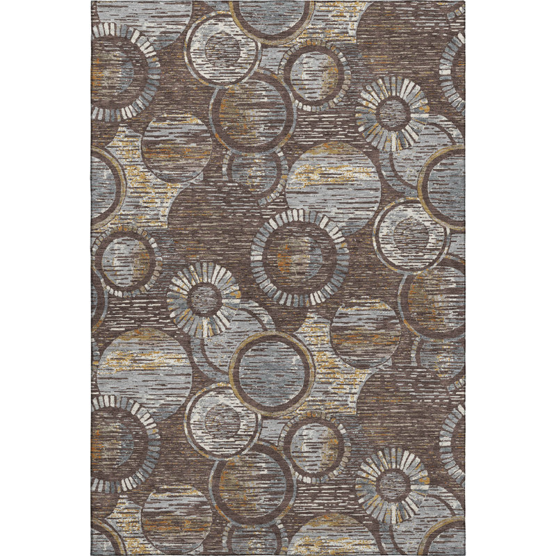 Tapis géométrique de qualité supérieure lavable à la machine Mayfield AMF2206, Fudge, 9 pi x 12 pi