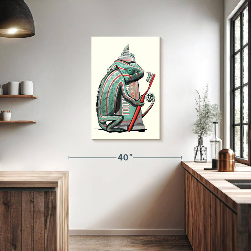 Chameleon Cleaning Teeth, 36" H x 24" W