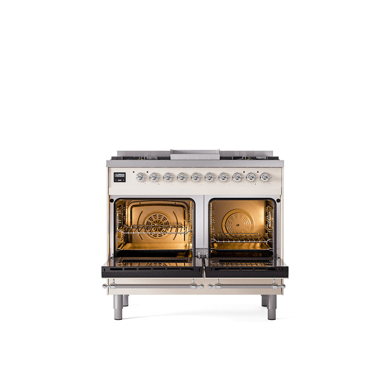 ILVE Nostalgie II 40 in Dual Fuel Range, Liquid Propane, Emerald Green/Bronze