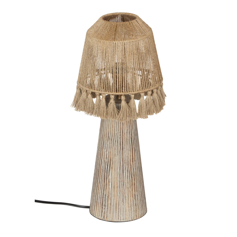 Adjustable Natural Jute and Mango Wood Table Lamp