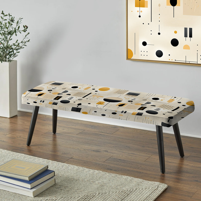 Iannitto - Banc rembourré noir Mid-Century, Monochromatic Zen I