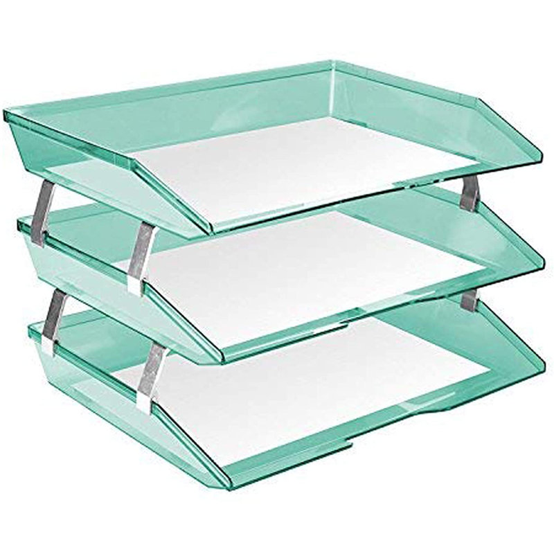 Chardon Plastic Stackable File Organizer, Clear Green