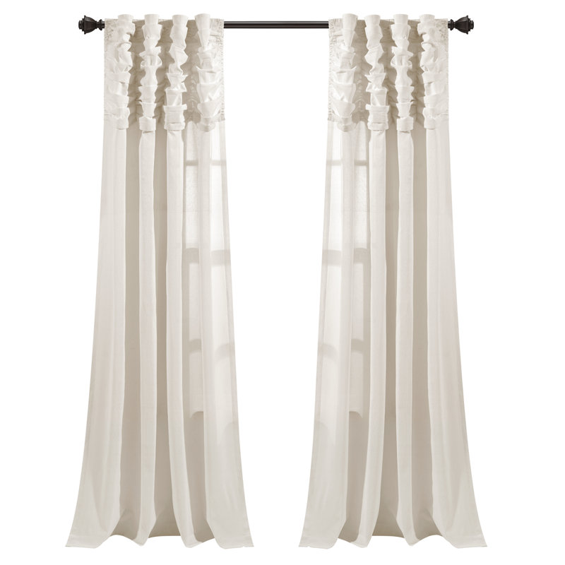 Cotton Blend Semi Sheer Curtain Single Panel, Light Linen