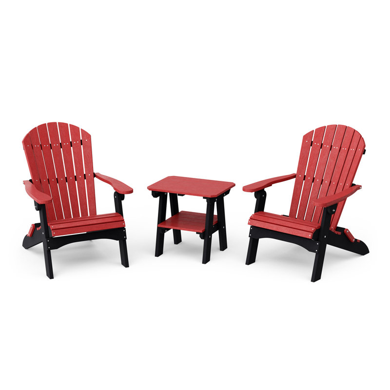 Ensemble Adirondack pliant 3 pièces avec table d'appoint Heritage, Cardinal Red/Black