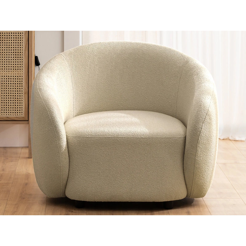Roundi Upholstered Accent Chair, Beige