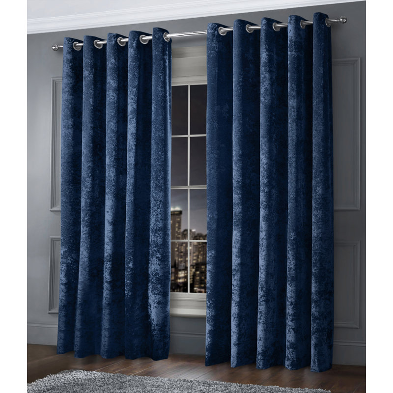 Accardi Curtain, Navy, 66 cm W - 72 cm Drop