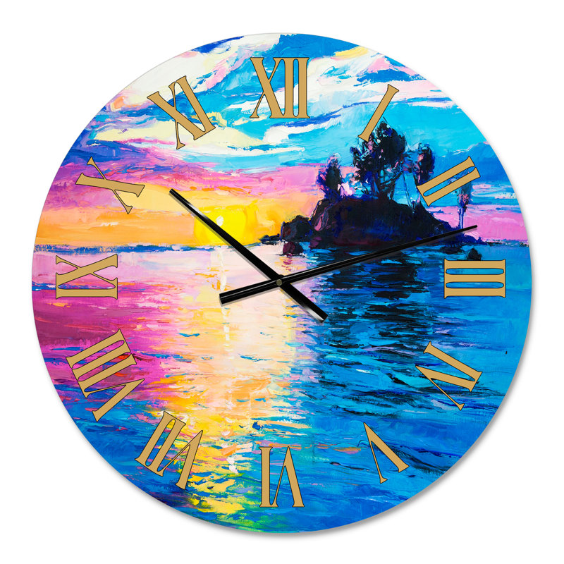 Mystery IsLand in The Ocean Pendant Sunset - Horloge murale traditionnelle, Petit