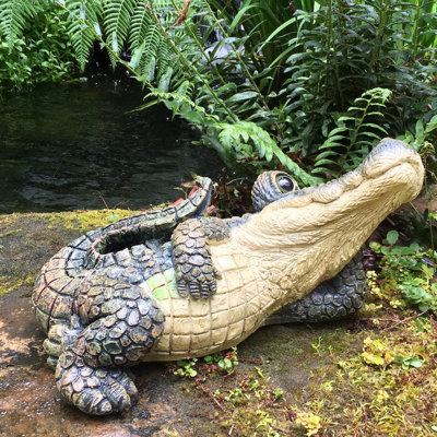 Whimsical Lying Gator the Alligator Garden Statue