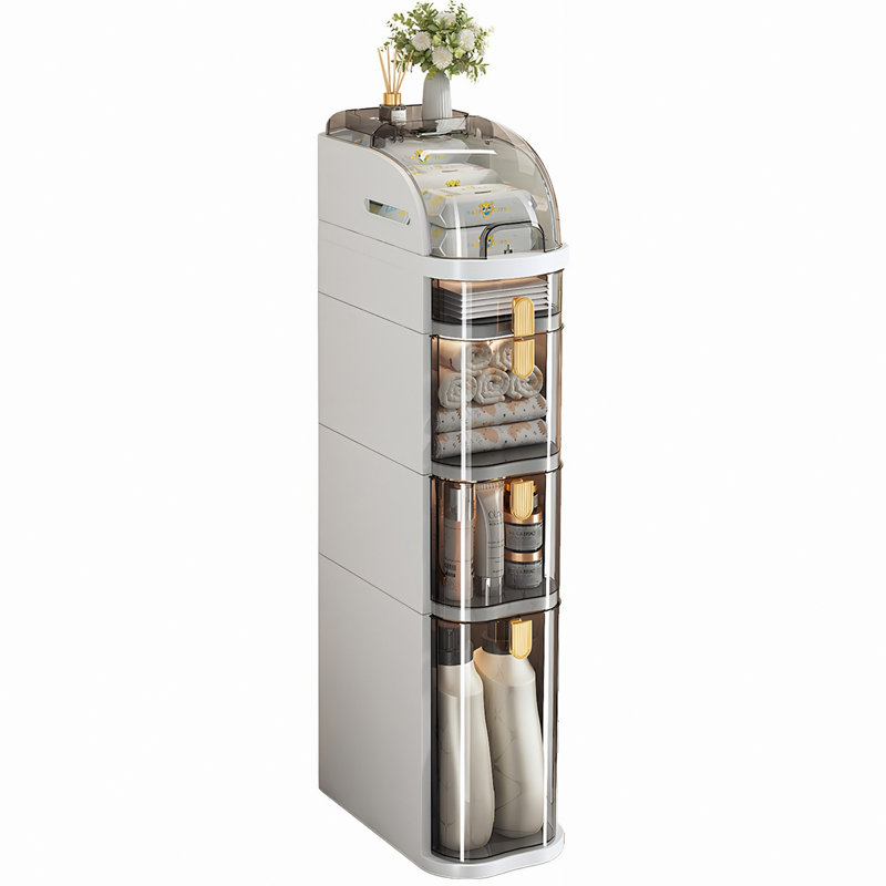 Armoire de salle de bain pour plancher, armoire de rangement étroite à 5 niveaux pour petits espaces