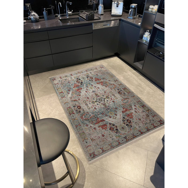Tapis décoratif rétro multicolore, Rectangle 2 pi 8 po x 5 pi