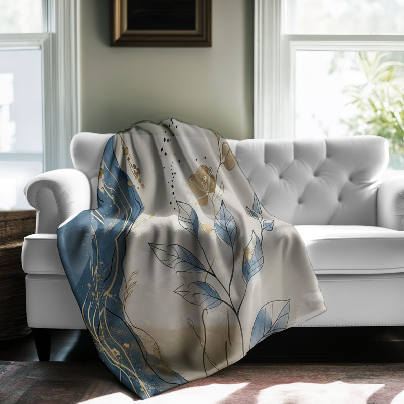 Wabi Sabi Floral Backgrounds - 1 Piece Premium Sherpa Blanket, Queen