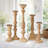 Hez 5Pc Turned Candle Holder Set, Classic Accent, Rustic Brown Wood