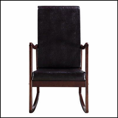 Chaise berçante brun foncé et espresso avec accoudoirs, conception ergonomique pour le confort et le style