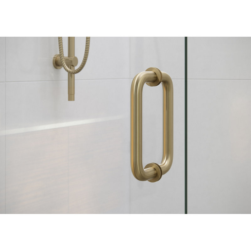 Halo 55.5 in. x 78 in. Frameless Glass Hinge Shower Door, Brushed Bronze